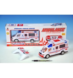 Ambulance R/C plast 22cm 27MHz na baterie plná funkce se světlem a zvukem v krabici