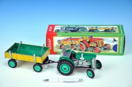 Traktor Zetor s valníkem zelený na klíček kov 28cm Kovap v krabičce - Rock David
