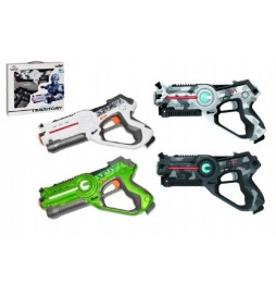 Pistole Territory laser game set 2ks plast na baterie asst 2 barvy v krabici 34x38x9cm