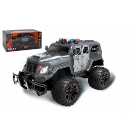 Auto RC policie S.W.A.T. plast 38cm bateriový pack se světlem v krabici 52x27x25cm