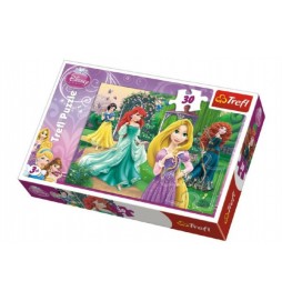 Puzzle Locika, Merida, Ariel a Sněhurka Princezny Disney 27x20cm 30 dílků v krabičce 21x14x4cm