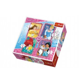 Puzzle  4v1 Princezny Disney v krabici 28x28x6cm