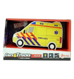 Auto ambulance plast 15cm na baterie se světlem se zvukem v krabici 19x12x9cm