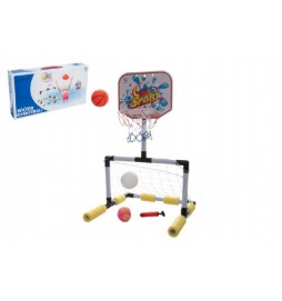 Sada basketbal vodní + fotbalová branka 2v1 v krabici 47x26x7cm