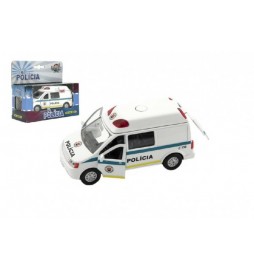 Auto policie kov 13cm na baterie se zvukem se světlem v krabičce 16x14x7cm