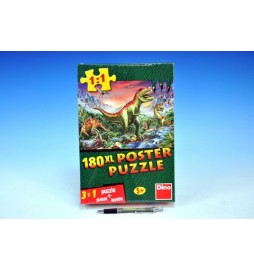 Puzzle XL Dinosauři 66x47cm + plakát + lepidlo 180 dílků v krabici 20x30x6cm