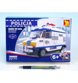 Stavebnice Dromader Policie Auto Dodávka 23405 194ks v krabici 22x15x4,5cm