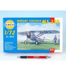 Model Morane Saulnier MS 230 9,4x14,6cm v krabici 25x14,5x4,5cm