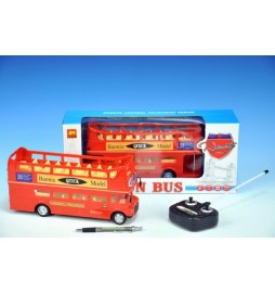 Autobus RC Londýn červený patrový plast 27x13x8cm na vysílačku na baterie se světlem v krabici