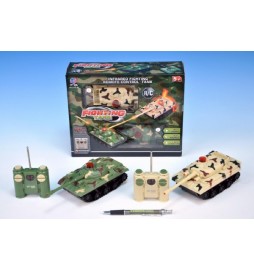 RC Tank 2ks 14x7x7cm na baterie se světlem se zvukem v krabici