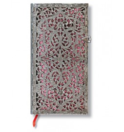 Zápisník - Blush Pink Silver Filigree, slim 90x180 Lined