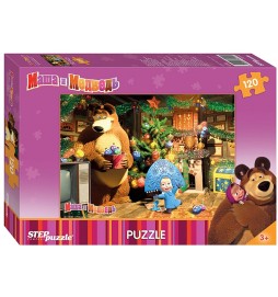 Puzzle 120 Máša a Medvěd zdobí stromek