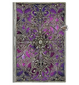 Zápisník - Silver Filigree Aubergine Mini Lined