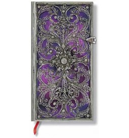 Zápisník - Silver Filigree Aubergine Slim Lined